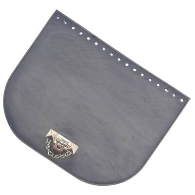 Angel Çanta Aksesuar 24x19 cm Suni Deri Lacivert Renk Zincirli Kilitli Kapak Gümüş Metalli - 3