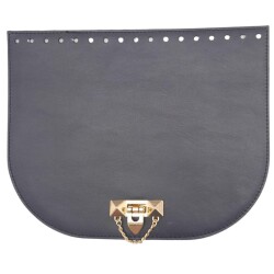 Angel Çanta Aksesuar 24x19 cm Suni Deri Lacivert Renk Zincirli Kilitli Kapak Light Gold Metalli - Angel Çanta Aksesuar