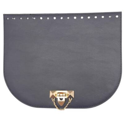 Angel Çanta Aksesuar 24x19 cm Suni Deri Lacivert Renk Zincirli Kilitli Kapak Light Gold Metalli - 1