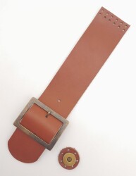 Angel Çanta Aksesuar 25x5 cm Taba Renk Gerçek Deri Düz Çanta Kapağı Antik Metalli - 3