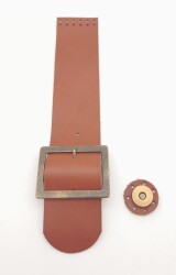 Angel Çanta Aksesuar 25x5 cm Taba Renk Gerçek Deri Düz Çanta Kapağı Antik Metalli - 2