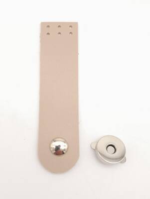 Angel Çanta Aksesuar Bej Renk Tek Kat Suni Deri Kapak 10.5x2.5 cm Gümüş Metal - 1