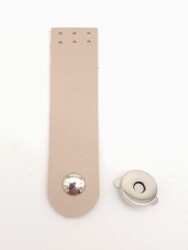 Angel Çanta Aksesuar Bej Renk Tek Kat Suni Deri Kapak 10.5x2.5 cm Gümüş Metal - Angel Çanta Aksesuar