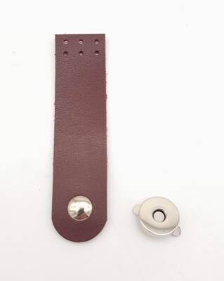 Angel Çanta Aksesuar Bordo Renk Tek Kat Suni Deri Kapak 10.5x2.5 cm Gümüş Metal - 1