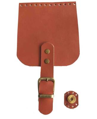 Angel Çanta Aksesuar Gerçek Deri 21x12 cm Taba Renk Çanta Kapağı Antik Metalli - 1