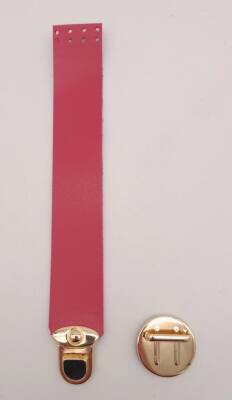 Angel Çanta Aksesuar Fuşya 20x3 Cm Tek Kat Suni Deri Kapak Light Gold Metal - 4