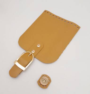 Angel Çanta Aksesuar Gerçek Deri 21x12 cm Hardal Renk Çanta Kapağı Light Gold Metalli - 3