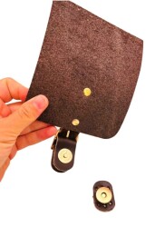 Angel Çanta Aksesuar Gerçek Deri 21x12 cm Hardal Sarı Crazy Renk Çanta Kapağı Light Gold Metalli - 2