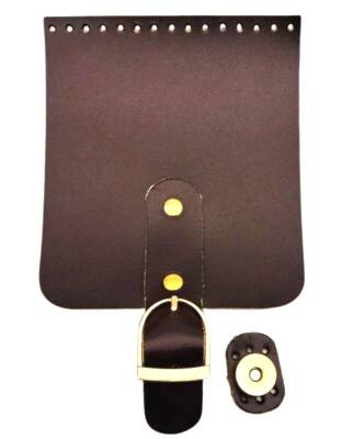 Angel Çanta Aksesuar Gerçek Deri 21x12 cm Koyu Kahve Renk Çanta Kapağı Light Gold Metalli - 1