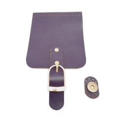 Angel Çanta Aksesuar Gerçek Deri 21x12 cm Mor Renk Çanta Kapağı Light Gold Metalli - Angel Çanta Aksesuar