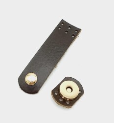 Angel Çanta Aksesuar Gerçek Deri Kahverengi Mini Kapak 8X2,3 Cm Light Gold Metalli - Angel Çanta Aksesuar