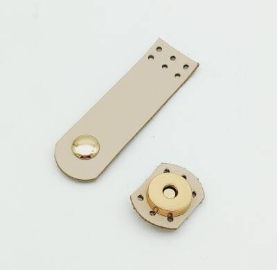 Angel Çanta Aksesuar Gerçek Deri Krem Renk Mini Kapak 8X2,3 Cm Light Gold Metalli - 1
