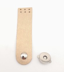 Angel Çanta Aksesuar Gold Renk Tek Kat Suni Deri Kapak 10.5x2.5 cm Gümüş Metal - Angel Çanta Aksesuar