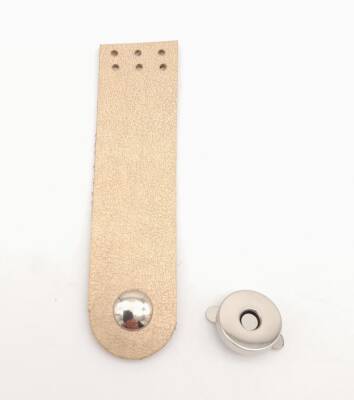 Angel Çanta Aksesuar Gold Renk Tek Kat Suni Deri Kapak 10.5x2.5 cm Gümüş Metal - 1