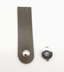 Angel Çanta Aksesuar Haki Renk Tek Kat Suni Deri Kapak 10.5x2.5 cm Gümüş Metal - Angel Çanta Aksesuar