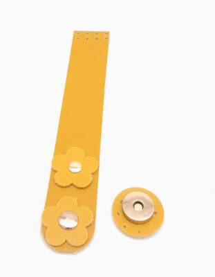 Angel Çanta Aksesuar Hardal Renk 18x3 Cm Tek Kat Suni Deri Kapak Light Gold Metal - 2