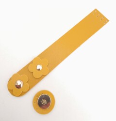 Angel Çanta Aksesuar Hardal Renk 18x3 Cm Tek Kat Suni Deri Kapak Light Gold Metal - 3