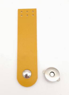 Angel Çanta Aksesuar Hardal Renk Tek Kat Suni Deri Kapak 10.5x2.5 cm Gümüş Metal - 1