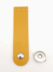 Angel Çanta Aksesuar Hardal Renk Tek Kat Suni Deri Kapak 10.5x2.5 cm Gümüş Metal - Angel Çanta Aksesuar