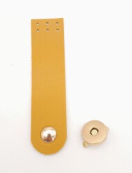 Angel Çanta Aksesuar Hardal Renk Tek Kat Suni Deri Kapak 10.5x2.5 cm Light Gold Metal - Angel Çanta Aksesuar