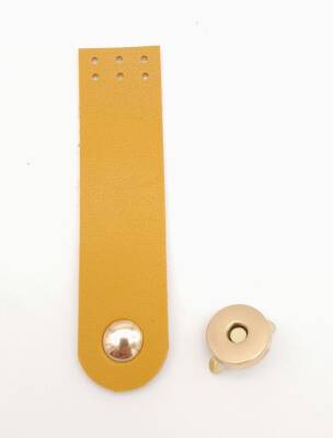 Angel Çanta Aksesuar Hardal Renk Tek Kat Suni Deri Kapak 10.5x2.5 cm Light Gold Metal - 1