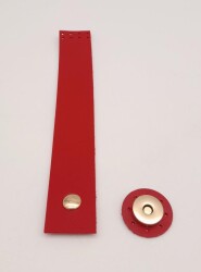 Angel Çanta Aksesuar Kırmızı Renk 20x3 Cm Tek Kat Suni Deri Kapak Light Gold Metal - 2