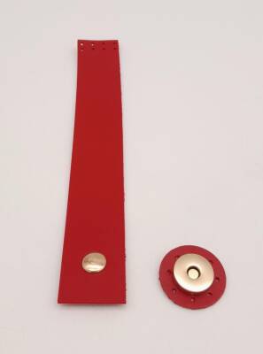 Angel Çanta Aksesuar Kırmızı Renk 20x3 Cm Tek Kat Suni Deri Kapak Light Gold Metal - 2