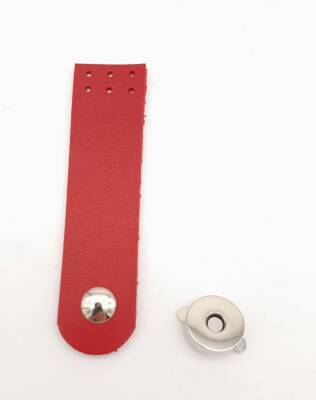 Angel Çanta Aksesuar Kırmızı Renk Tek Kat Suni Deri Kapak 10.5x2.5 cm Gümüş Metal - 1