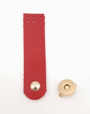 Angel Çanta Aksesuar Kırmızı Renk Tek Kat Suni Deri Kapak 10.5x2.5 cm Light Gold Metal - 1
