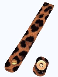 Angel Çanta Aksesuar Leopar Deri 18x2.3 cm Çanta Kapağı Light Gold Metalli - Angel Çanta Aksesuar