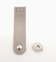 Angel Çanta Aksesuar Parlak Gri Renk Tek Kat Suni Deri Kapak 10.5x2.5 cm Gümüş Metal - Angel Çanta Aksesuar