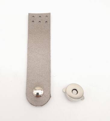 Angel Çanta Aksesuar Parlak Gri Renk Tek Kat Suni Deri Kapak 10.5x2.5 cm Gümüş Metal - 1