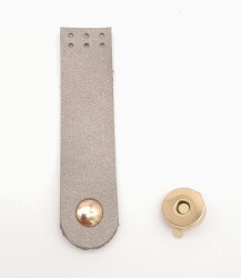 Angel Çanta Aksesuar Parlak Gri Renk Tek Kat Suni Deri Kapak 10.5x2.5 cm Light Gold Metal - Angel Çanta Aksesuar