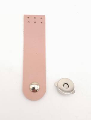 Angel Çanta Aksesuar Pudra Renk Tek Kat Suni Deri Kapak 10.5x2.5 cm Gümüş Metal - 1