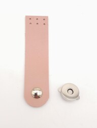 Angel Çanta Aksesuar Pudra Renk Tek Kat Suni Deri Kapak 10.5x2.5 cm Gümüş Metal - Angel Çanta Aksesuar