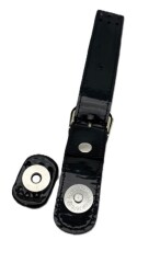 Angel Çanta Aksesuar Rugan Deri 18 cm Tokalı Çanta Kapağı Siyah Renk Gümüş Metalli - 2