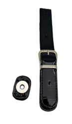 Angel Çanta Aksesuar Rugan Deri 18 cm Tokalı Çanta Kapağı Siyah Renk Gümüş Metalli - Angel Çanta Aksesuar