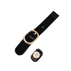 Angel Çanta Aksesuar Rugan Deri 18 cm Tokalı Çanta Kapağı Siyah Renk Light Gold Metalli - 2