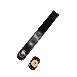 Angel Çanta Aksesuar Rugan Deri 18x2.3 cm Çanta Kapağı Siyah Renk Light Gold Metalli - 2