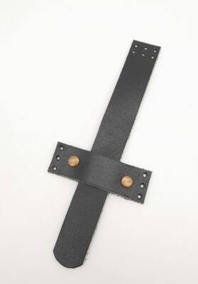 Angel Çanta Aksesuar Siyah Gerçek Deri Kaydırmalı Çanta Kapağı Antik Metalli - 2