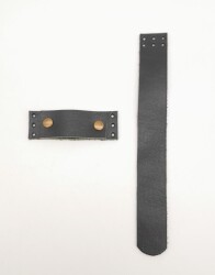 Angel Çanta Aksesuar Siyah Gerçek Deri Kaydırmalı Çanta Kapağı Antik Metalli - 3