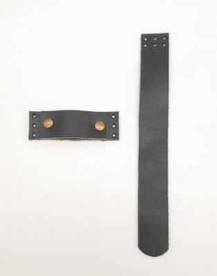 Angel Çanta Aksesuar Siyah Gerçek Deri Kaydırmalı Çanta Kapağı Antik Metalli - 3