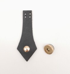 Angel Çanta Aksesuar Siyah Gerçek Deri Sivri Uçlu Çanta Kapağı Light Gold Metalli - Angel Çanta Aksesuar