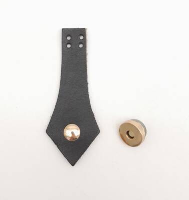 Angel Çanta Aksesuar Siyah Gerçek Deri Sivri Uçlu Çanta Kapağı Light Gold Metalli - 1