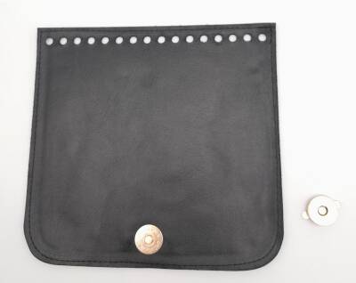 Angel Çanta Aksesuar Siyah Renk Suni Deri 16.5X16 Cm Çanta Kapağı Light Gold Metalli - 4