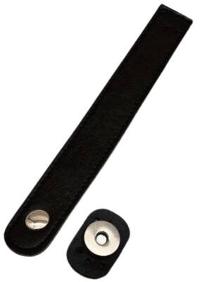 Angel Çanta Aksesuar Suni Deri 18x2.3 cm Çanta Kapağı Siyah Gümüş Metalli - 1