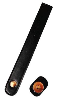 Angel Çanta Aksesuar Suni Deri 18x2.3 cm Çanta Kapağı Siyah Light Gold Metalli - 1