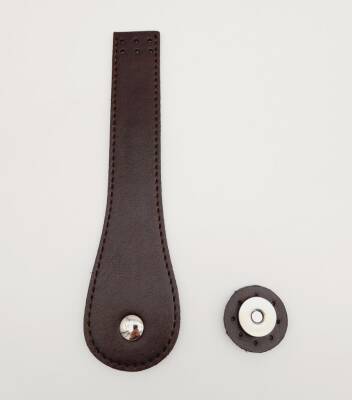 Angel Çanta Aksesuar Suni Deri Armut İstiridye Model Kapak Kahverengi Gümüş Metalli - 1