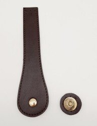 Angel Çanta Aksesuar Suni Deri Armut İstiridye Model Kapak Kahverengi Light Gold Metalli - Angel Çanta Aksesuar