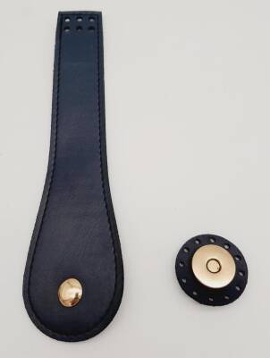 Angel Çanta Aksesuar Suni Deri Armut İstiridye Model Kapak Lacivert Light Gold Metalli - 1